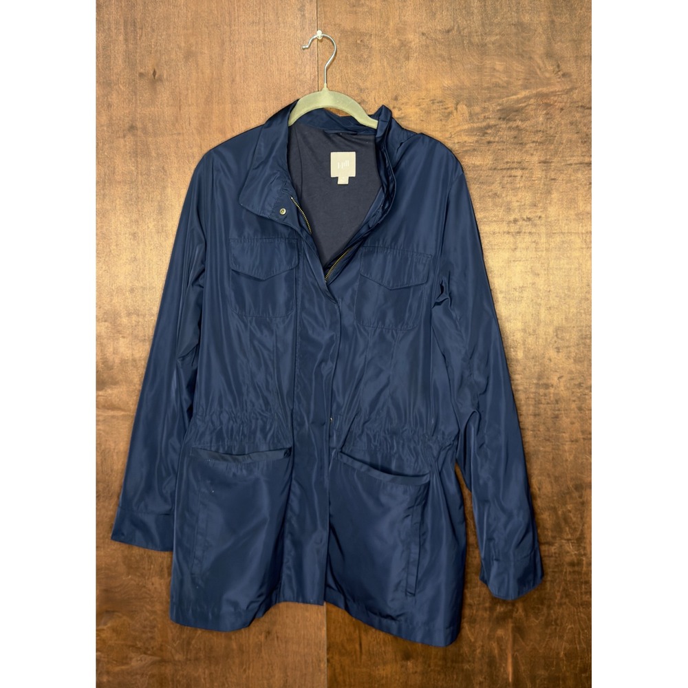 J. Jill Womens Navy Blue Utility Anorak Jacket Lightweight Windbreaker Large